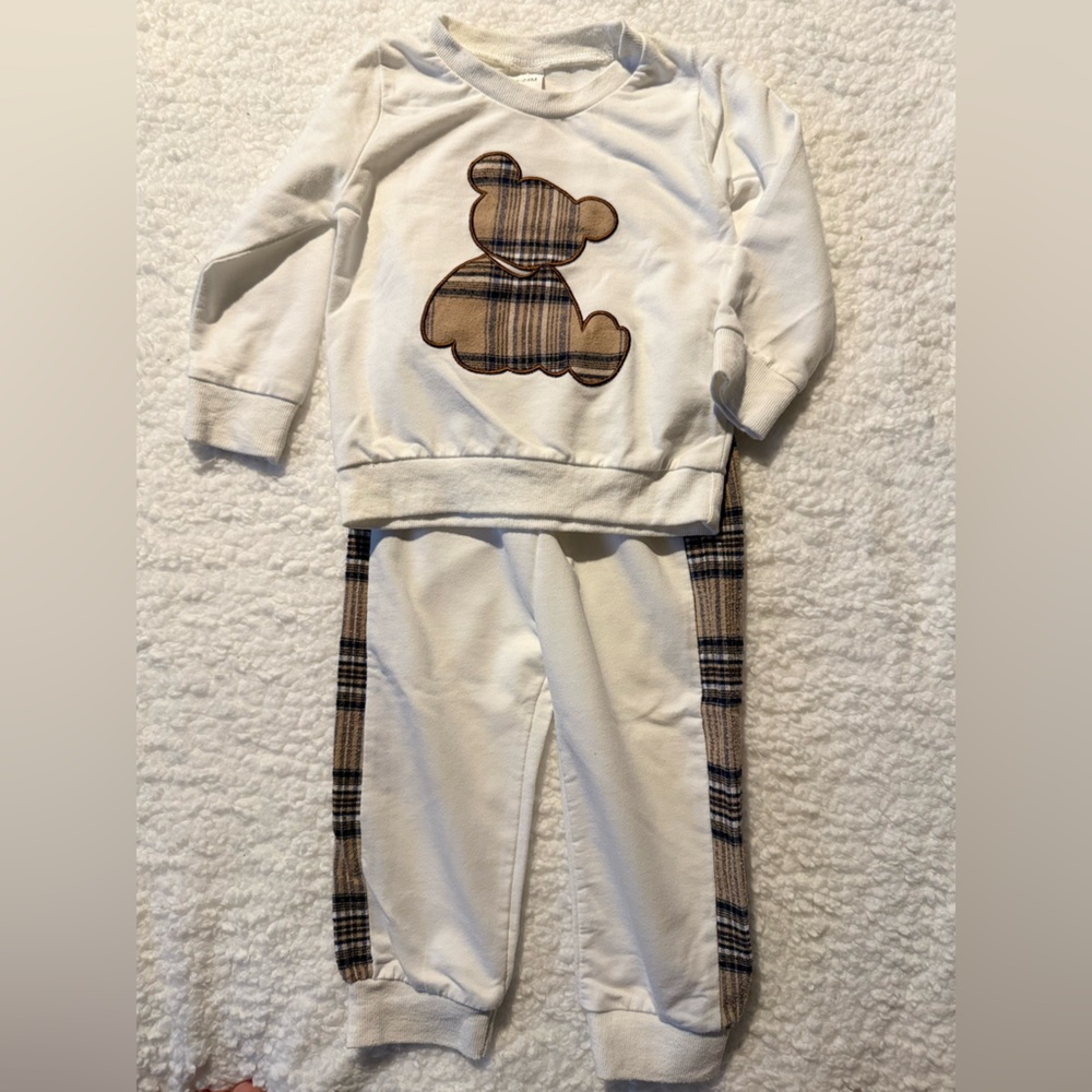 White and Plaid Bear Outfit
